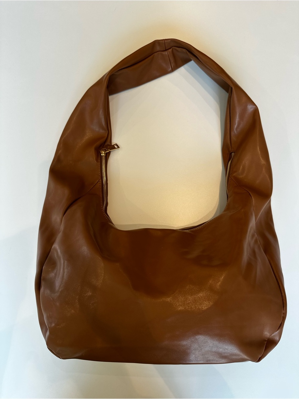 Anthropologie Timmie Faux Leather Slouchy Shoulder Bag Brown